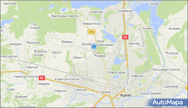 mapa Posada, Posada gmina Kazimierz Biskupi na mapie Targeo